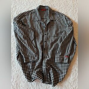 Denimist Free people Oversized gingham Black and White Button Down Shirt Sz S